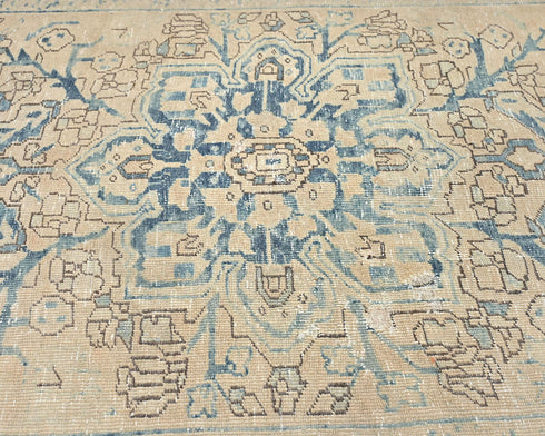 11 Ft Vintage Brown Persian Style Hand Knotted Low Pile Wool Runner Rug